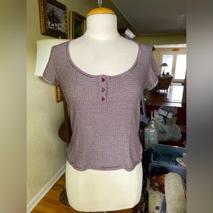 Urban Outfitters purple and white striped top with buttons